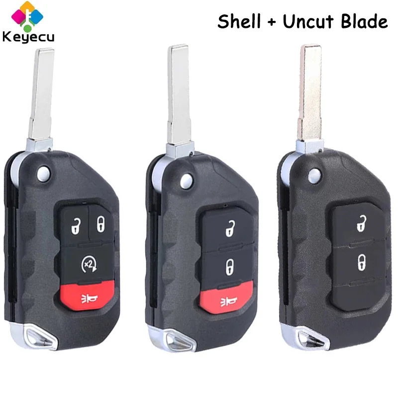 

KEYECU Flip Remote Control Car Key Shell Case Cover With 2 3 4 Buttons for Jeep Wrangler Gladiator 2018-2022 Fob FCC# OHT1130261