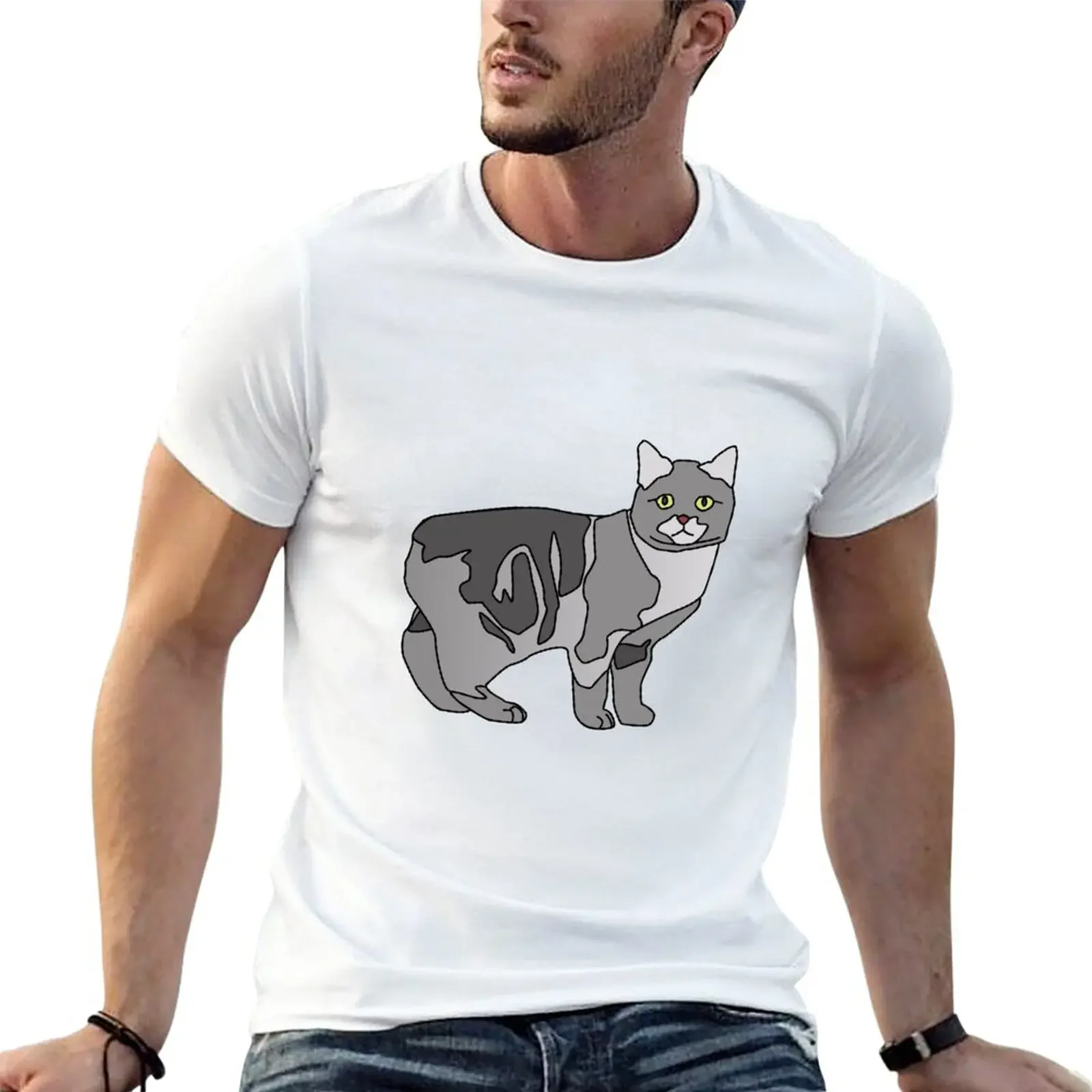 

Manx cat T-Shirt Short sleeve tee customs design your own designer t shirt men