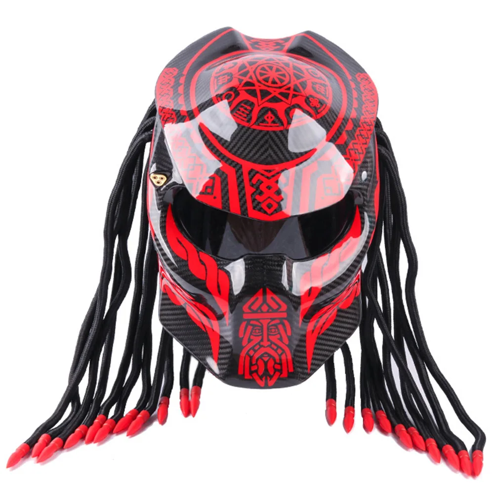 

Men Retro Knight Helmet Carbon Fiber Motorcycle Helmet Full Face Personality Unusual Alternative Domineering Helmet