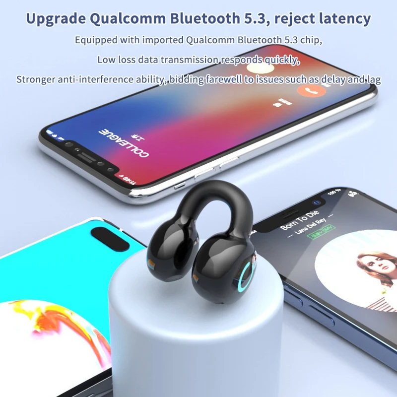 Wireless Earbuds Bluetooth Headset Clip Ear Noise Reduction Earphone Single Ear Headphones For Sport Running Music Headset