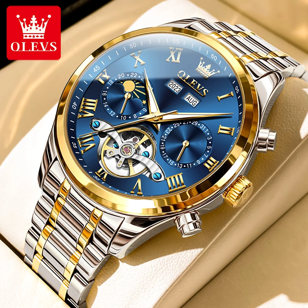 

OLEVS Business Watch for Man Luxury Automatic Mechanical Men's Watches Waterproof Dual Calendar Multi-functional Dial Wristwatch