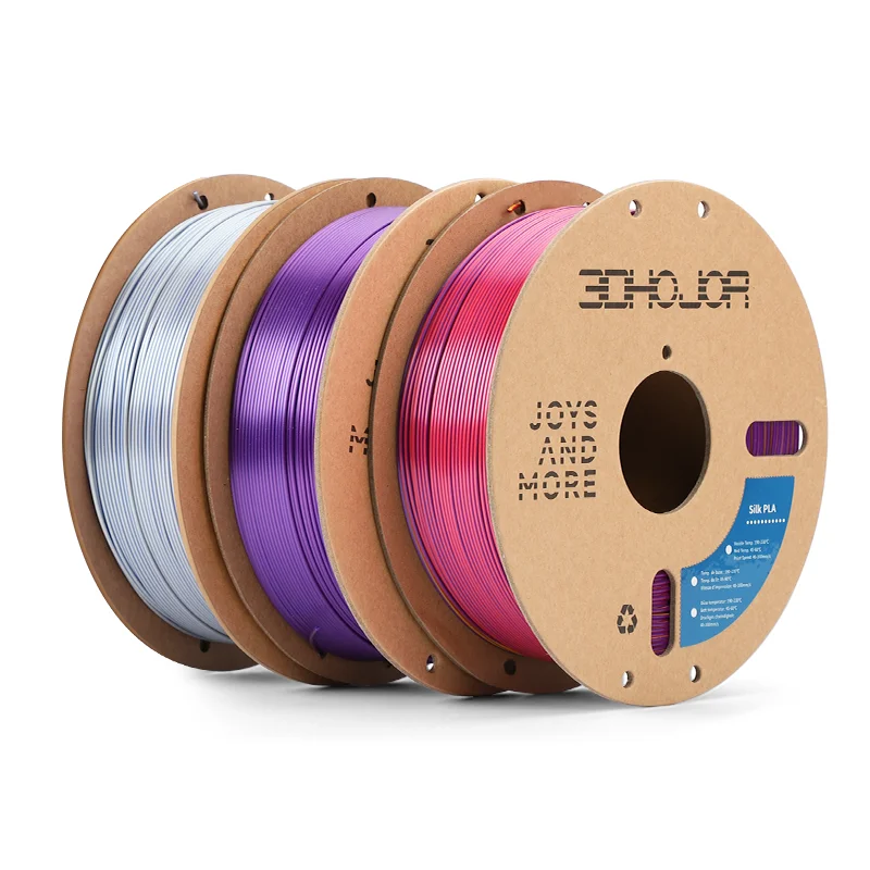 3DHOJOR 매직 실크 PLA 3D 필라멘트, 뱀부 랩 멀티컬러 필라멘트, 듀얼 컬러, 3 색 실크 PLA 3D 프린터 필라멘트, 1.75mm, 1kg