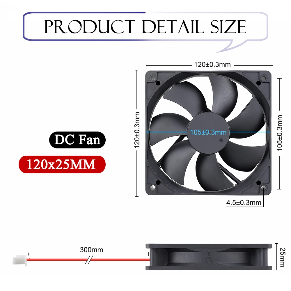 Gdstime-dc Ventilador de Refrigeração sem Escova 5v 12v 24v 120 mm x 25 mm Bola Dupla Usb 2pin 4pin Pwm para pc Laptop Caixa do Computador - Imagem 5