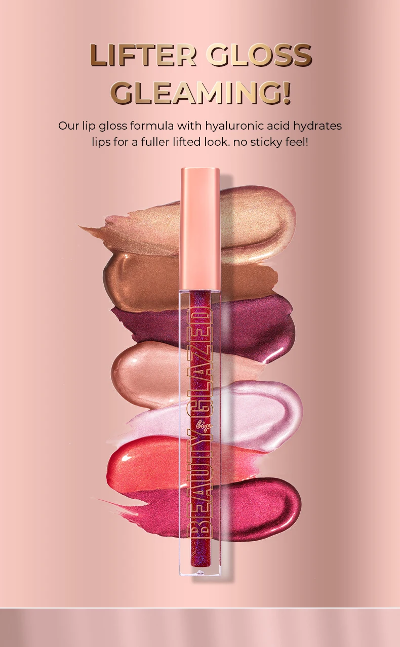 Description Picture 2 of itemBeauty Glazed Gleaming Lip Gross Mirror Pearl Glitter Lip Tint Moisturizing Lip Plumping Sexy Shimmer Diamond Liquid Lipstick