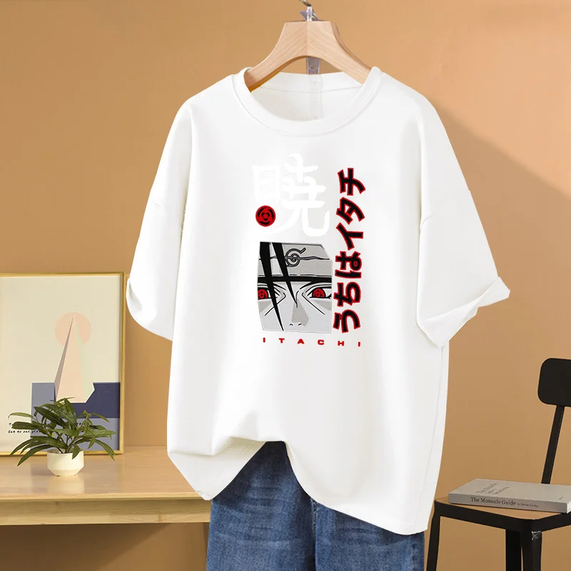 우치하 이타치 프린트 애니메이션 나루토 티셔츠, 남녀공용, 레저 스포츠, 스트리트, 학생 커플 티셔츠