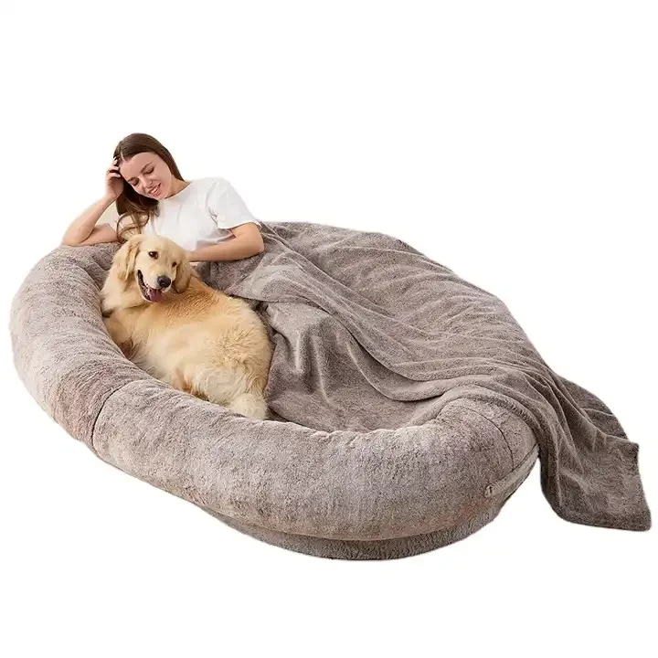 

Luxury Fluffy Washable Adult Size Giant Large Human Dog Bed for Human People Large Dog Pet