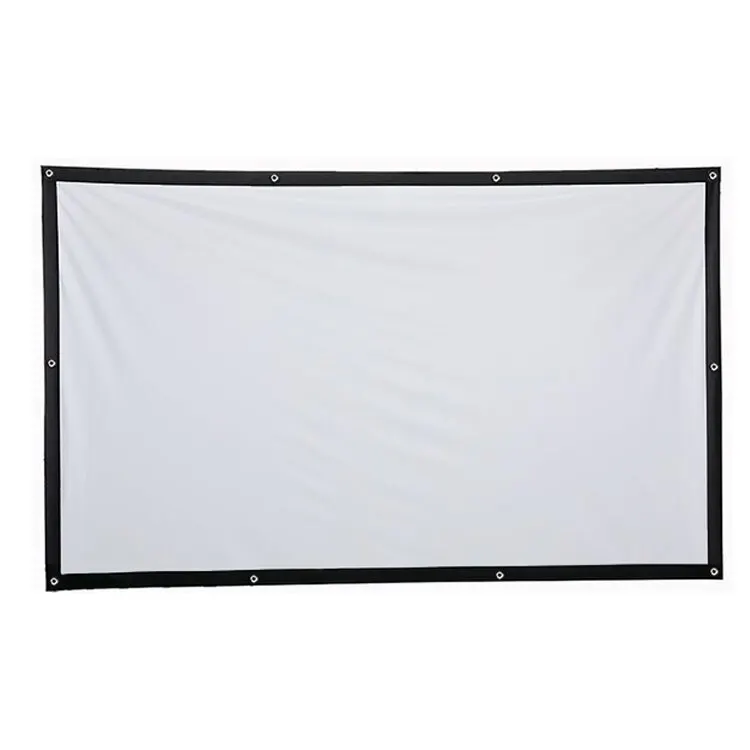 60 to 150 Inches Profile Projector Screen with Grommets Finished Edge White Curtain Simple