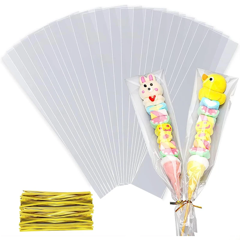 50/100/200 stücke Lange Klare Zellophan Taschen Transparent Süßigkeiten Cookie Geschenk Verpackung Tasche Baby Dusche Geburtstag Party Hochzeit decor
