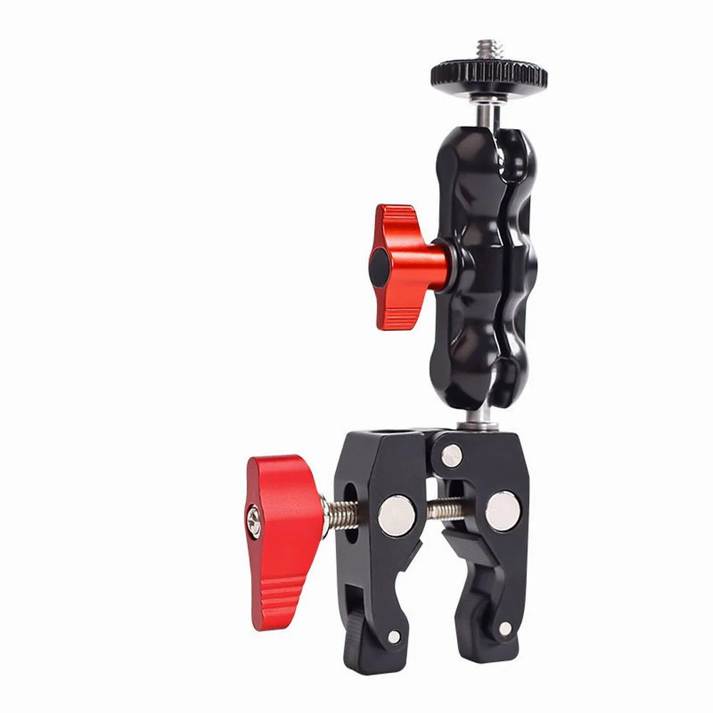 Universal Magic Arm Multi Funcional Ballhead Clamp Adaptador de Bola Duplo Shoe Mount Adaptador para Monitor Led Light Video Câmera