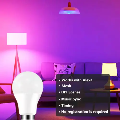 LED 스마트 전구, 컬러 변경 알렉사 라이트, RGB 스마트 램프를 Alexa, E27 B22 기본, 16 Million 색상, Dimmable 3