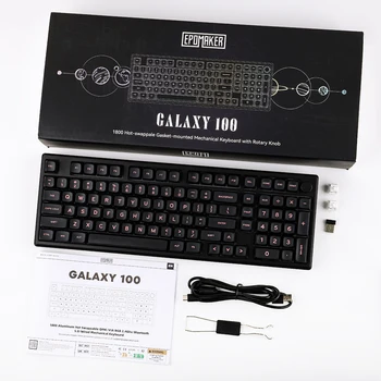 EPOMAKER Galaxy100 1800 ANSI US Layout QMK/VIA USB-C/BT5.0/2.4Ghz Aluminum Mechanical Gaming Keyboard with Knob 6