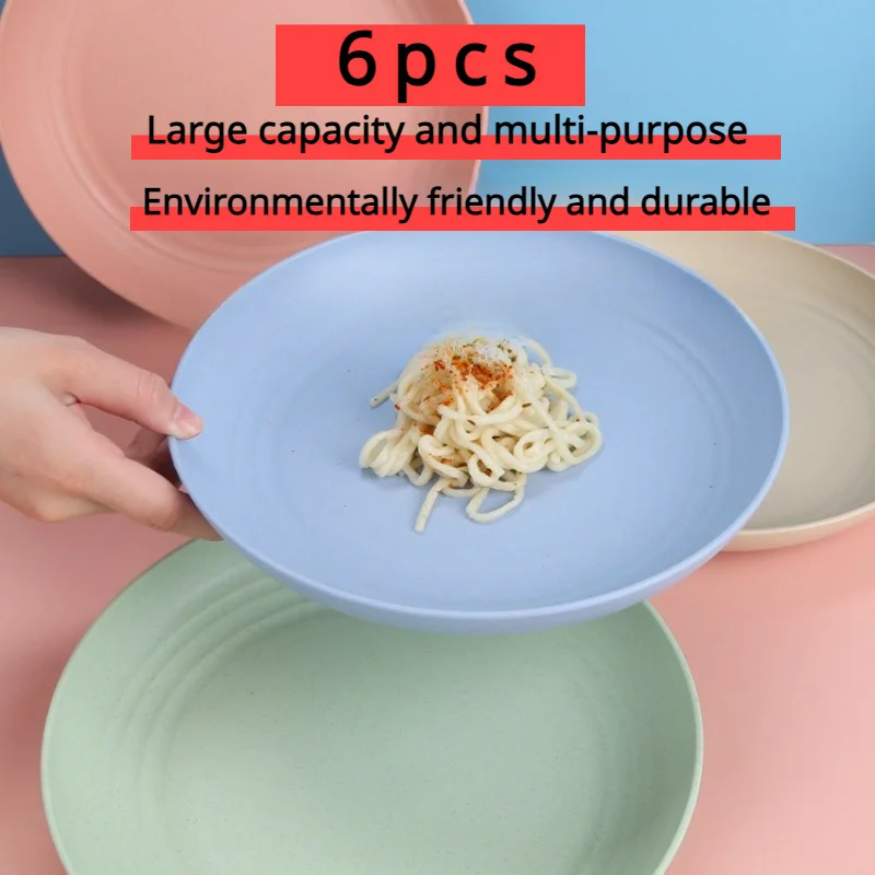 Wheat straw vegetable plate, large capacity, multi-purpose, household gathering, picnic, portable dining plate