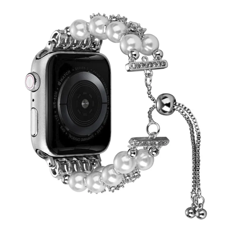 

Pearl Diamond Beaded Bracelet for Apple Watch 8 7 Ultra 49mm 41 45mm Pearl Strap Band for iWatch 6 8 5 7 4 se 3 38 40mm 42 44mm