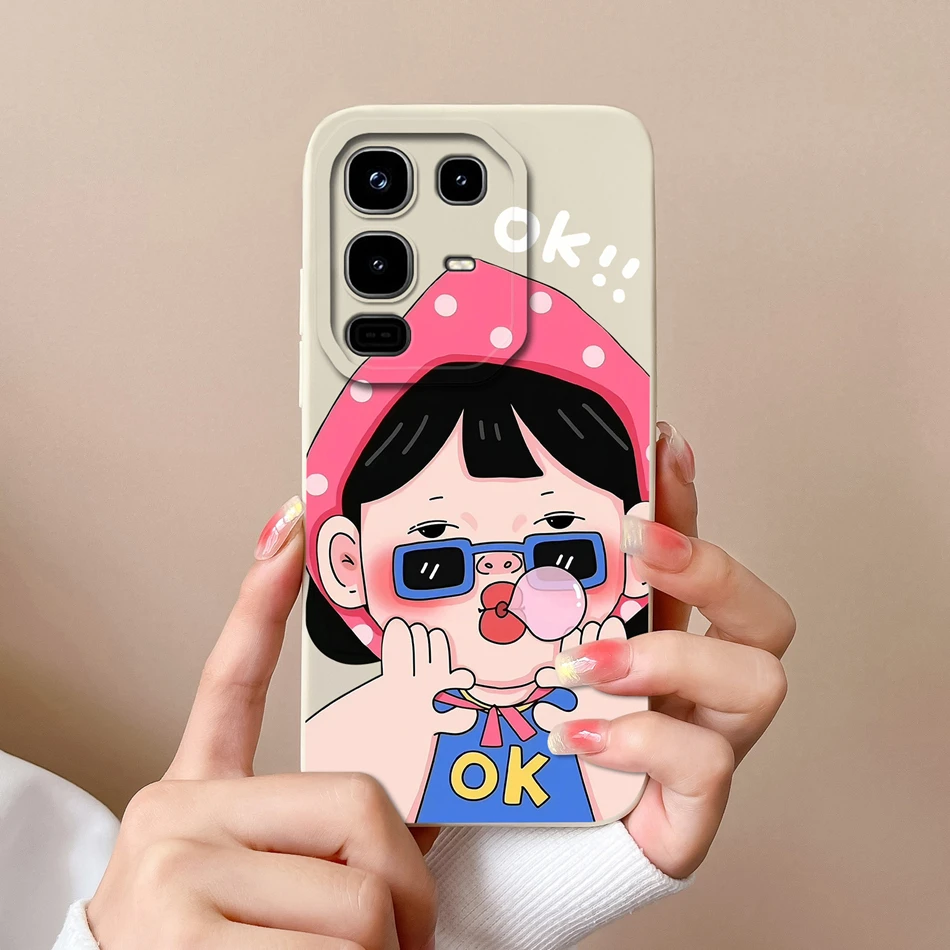 Cartoon Cute Design Phone Case - Full Protection Soft Liquid Silicone Back Cover Bumper