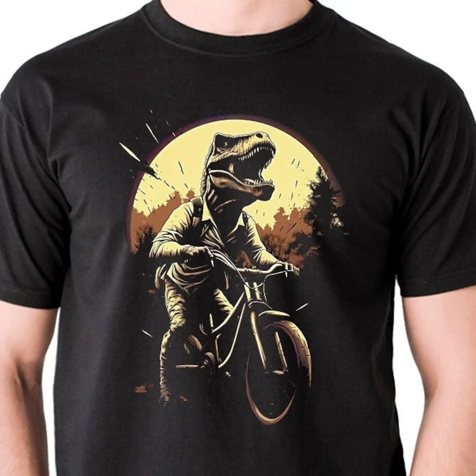 T Rex Riding A Bicycle - T Shirt Cool Classic Vintage Dinosaur On Bike Tee Maglietta Da Uomo Compleanno Natale Festa Del Papà