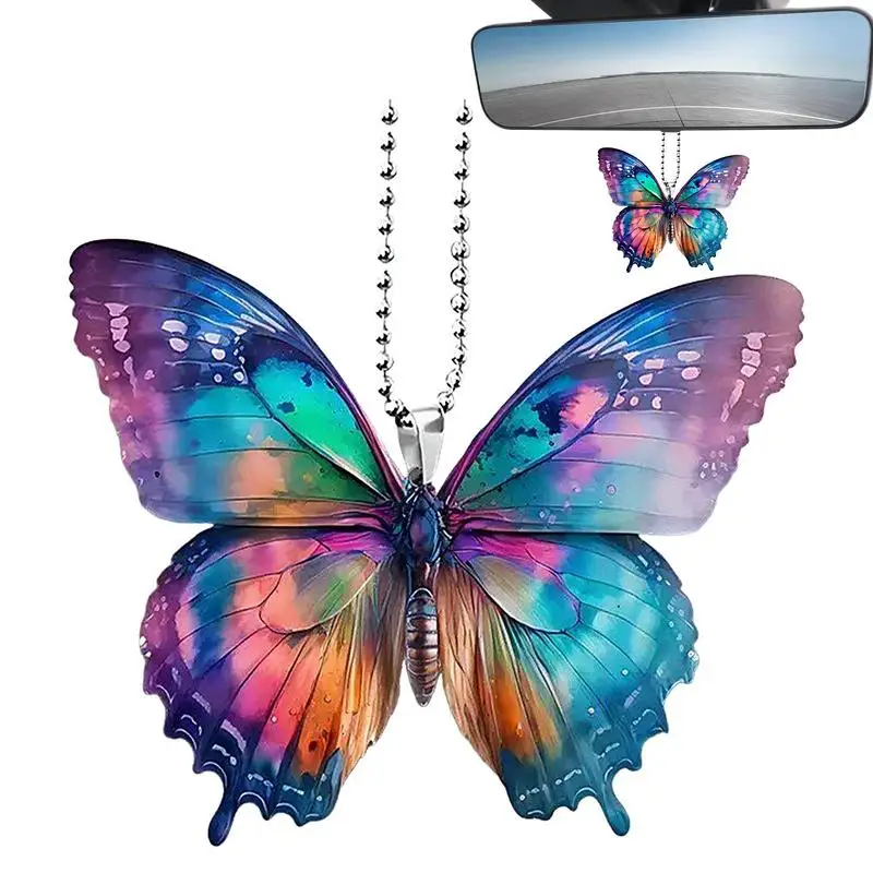 

Creative Acrylic Butterfly Hanging Decoration for Car Rearview Mirror Charm Pendant Mirror Accessories Car Interior Decoration