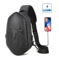 Running Chest Bag for Men USB Charging Fashion Streetwear Sling Pack Crossbody Motor Cycling Backpack for College Student Unisex