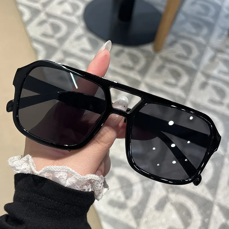 Double Beam Irregular Sunglasses Retro Personalized Double Bridge Sunglasses Popular Square Sunglasses Uv400 Eyewear For Woman