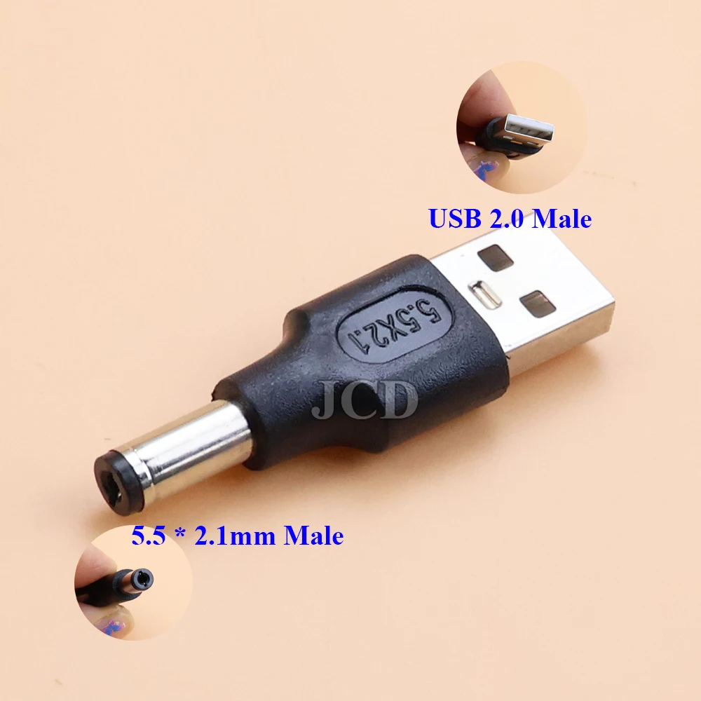 2PCS DC Female power Jack 5.5*2.1/2.5mm To USB 2.0 Male micro type c Plug Female Jack 5V Connector converter Adapter for Laptop DC USB Converter