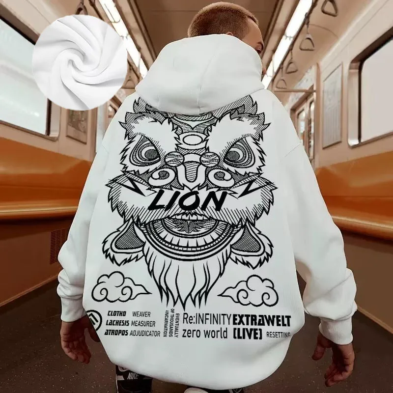 Hooded Sweater Men's Trendy Brand Large Size M-8XL Men's Autumn And Winter Style Plush And Thick Fat Hip-hop Pullover Jacket