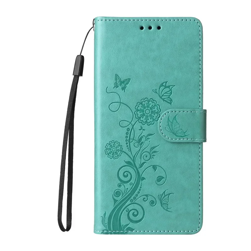 Elegant Leather Flip Cover Phone Case with Wallet and Card Slot - Fringed Iris Design