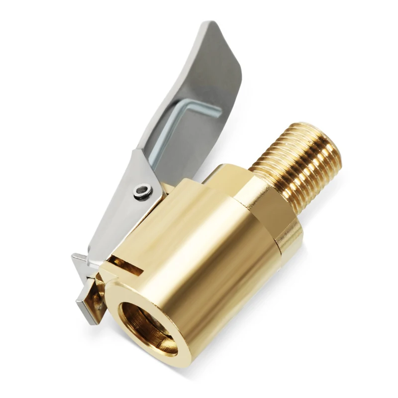 อุปกรณ์เสริมรถยนต์อะแดปเตอร์สำหรับสูบลมยางทองเหลืองอัตโนมัติ8มม. สำหรับคอมเพรสเซอร์ปั๊มสูบลมยางยางล้อคลิปหนีบวาล์ว 1