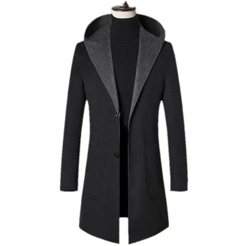 

Men 's Fashion Warm Hoodie Jacket 2022 Winter Men Solid Coat Thick Velvet Thickening Slim Fit Wool Overcoat Outwear Coat G85