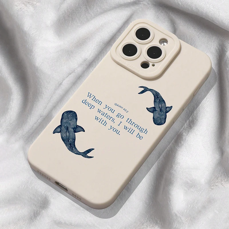 Minimalist Whale Shark Art Bible Verse TPU Phone Case Cover