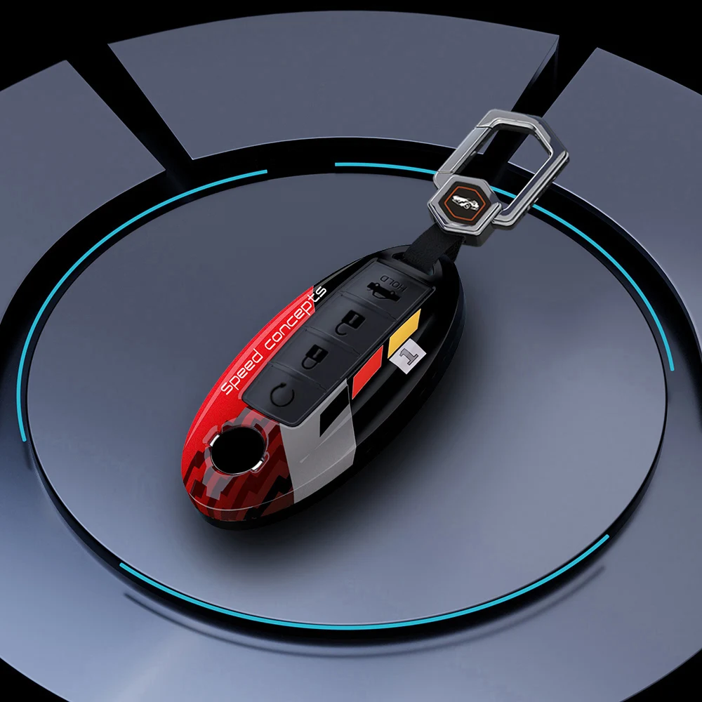Premium Carbon Fiber Car Key Case Cover - 4-Button Protection