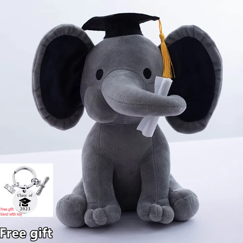 Plush Toys Graduated Elephant Toy Stuffed Plushie Animal Doll For Kids White Elephant Toys Cartoon For Girls Cute Toys Wedding