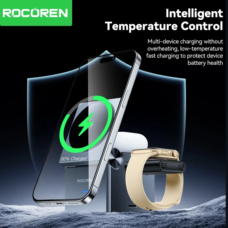 Rocoren Charger for iPhone Samsung Vertical Stand Charging Dock Wireless Charger for iWatch AirPods with LED Indicator Best Sellers In Phones Accessories