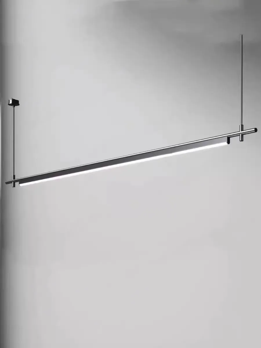 Moderne lineare LED-Pendelleuchte, dimmbar, Schwarz, für Küchentisch, Esszimmer, Kronleuchter, Beleuchtung, Designer-Beleuchtung, Glanzleuchte – Detail 1