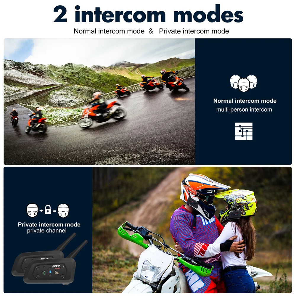 Motorcycle Intercomunicador V6 Moto Helmet Bluetooth Intercom Interphone  Headset