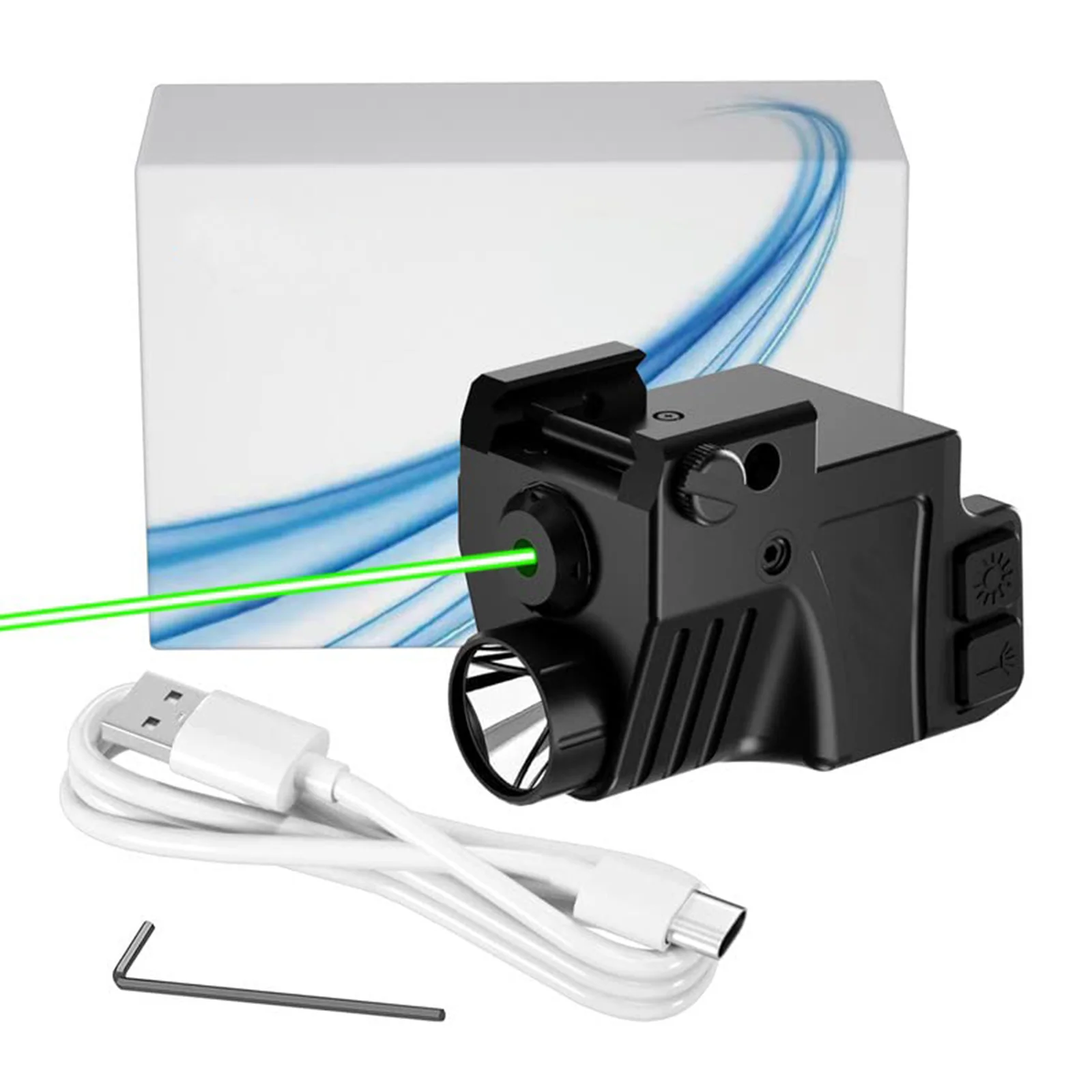 

550 Lumens Green Laser Light Combo for Compact GunTaurus G2C,Glock 19 Accessories, Weapon Laser Light with Pacatinny Flashlight