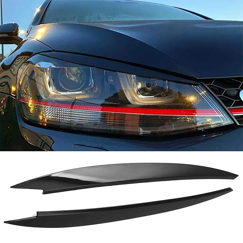 Black ABS Car Headlight Eyebrow Trim Cover For Golf 7