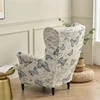 Floral Wing Chair Cover Stretch Spandex Armchair Slipcovers Removable Sofa Covers with Seat Cushion Cover Furniture Protector 5