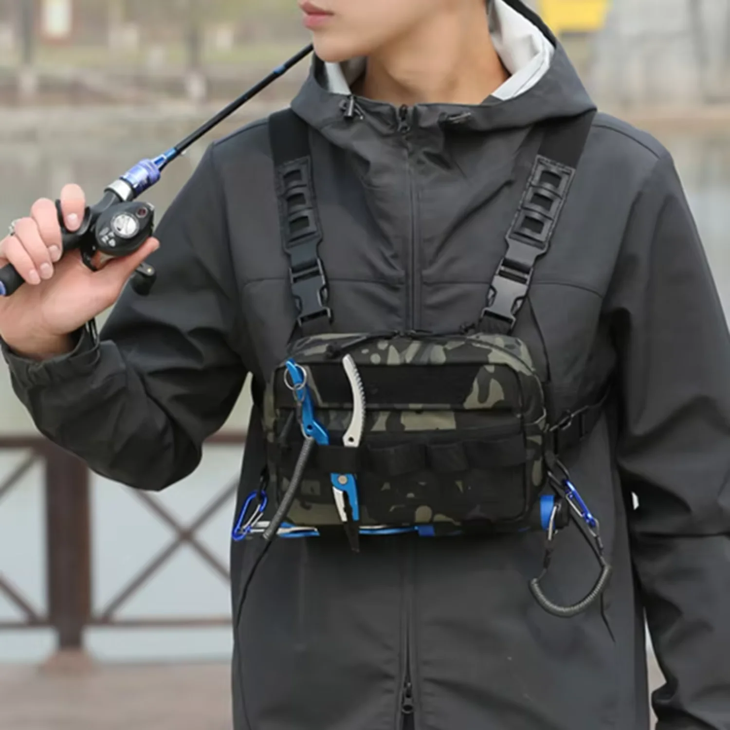Fishing Tackle Chest Rig Backpack Fanny Pack Fishing Lures Utility Outdoor Camping Hiking Shoulder