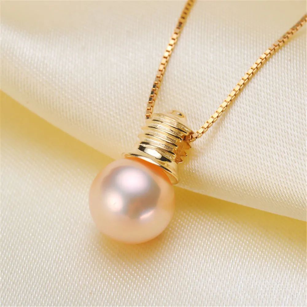 

Аксессуар «сделай сам», кулон из стерлингового серебра 925 пробы с жемчугом и пустой подвеской в виде лампочки, ожерелье для женщин, может быть сопряжён с бусинами 8-10 мм