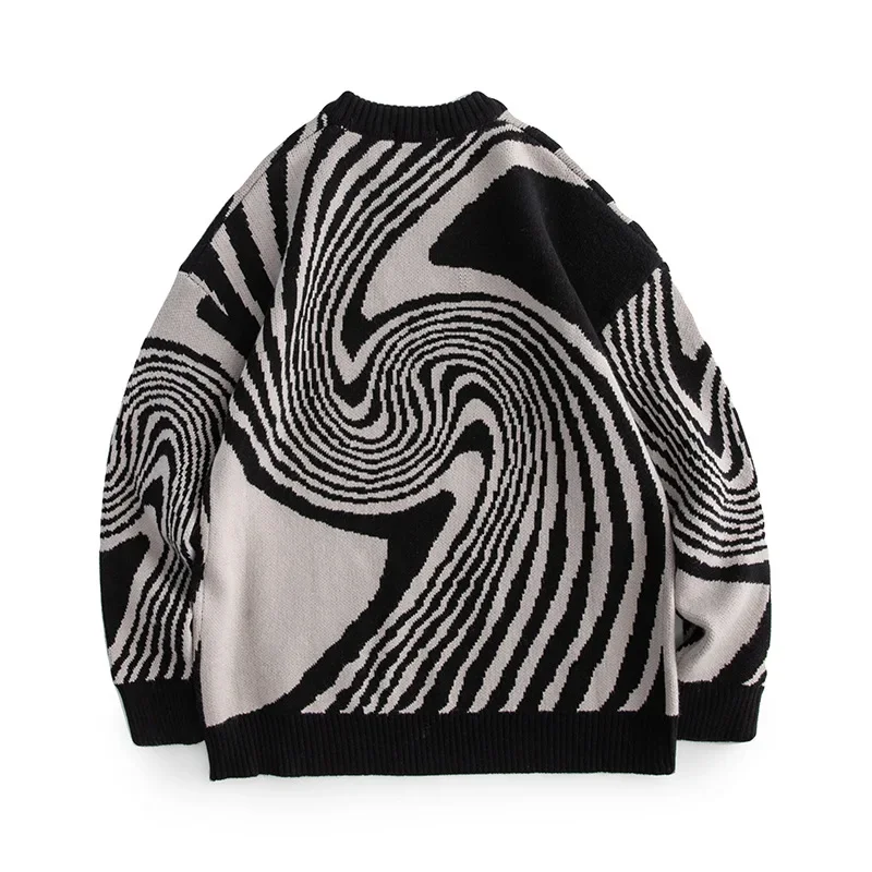 2023 New Men's Autumn Sweater Knit Geometric Ring Jacquard Knitwear Top Winter Pullover Daily Streetwear Men Women