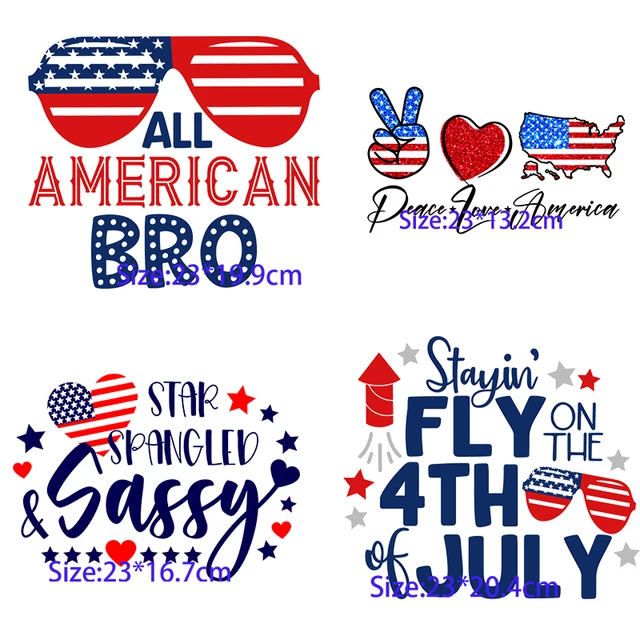 Screen Print alternative July the 4th Independence Day God Bless America Peace Love Glasses All American Bro Custom labels