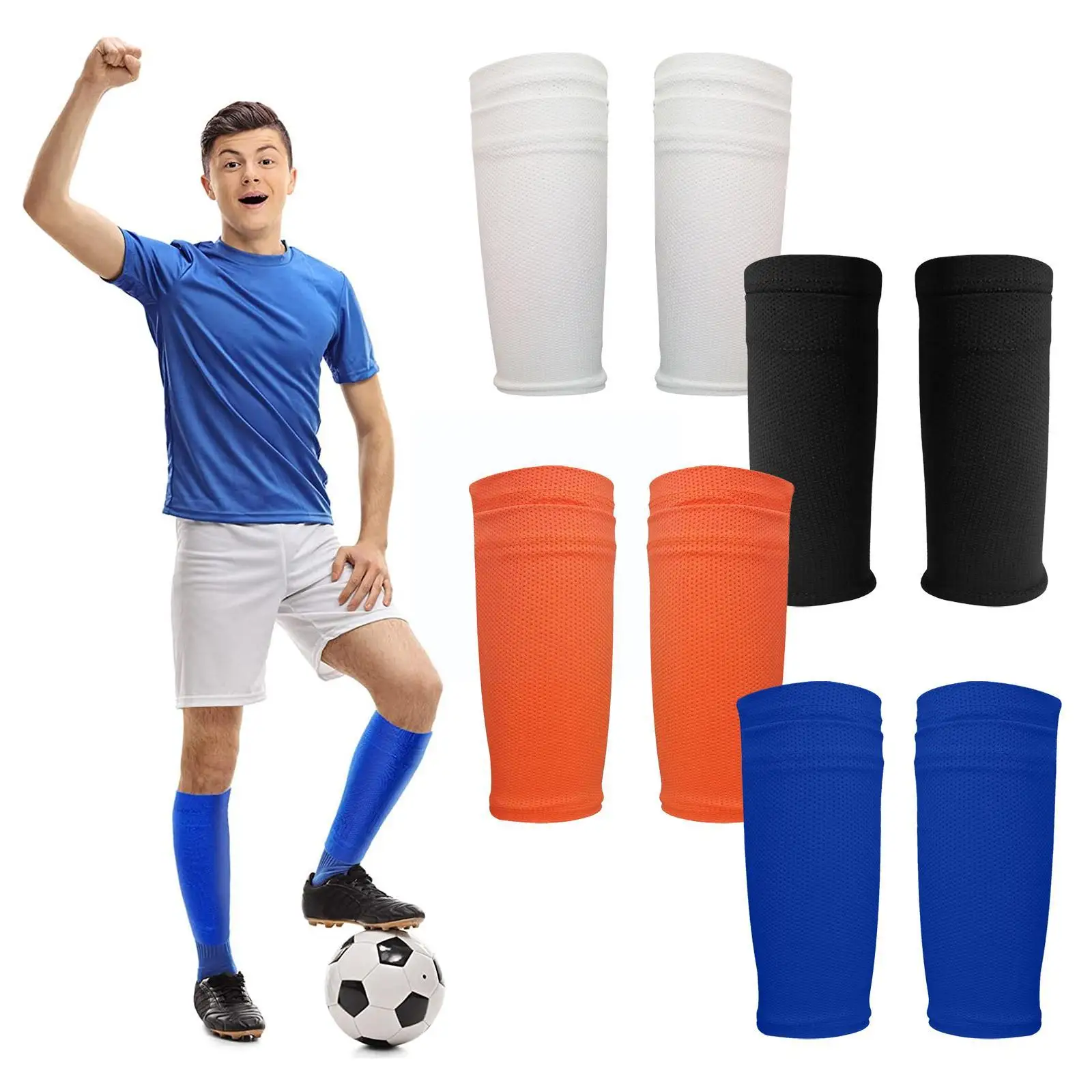 Soccer Shin Guard Sock Double layer Football shin pads holder Instep Socks Guard Soccer Sleeves for Kids Boys Men K2D4