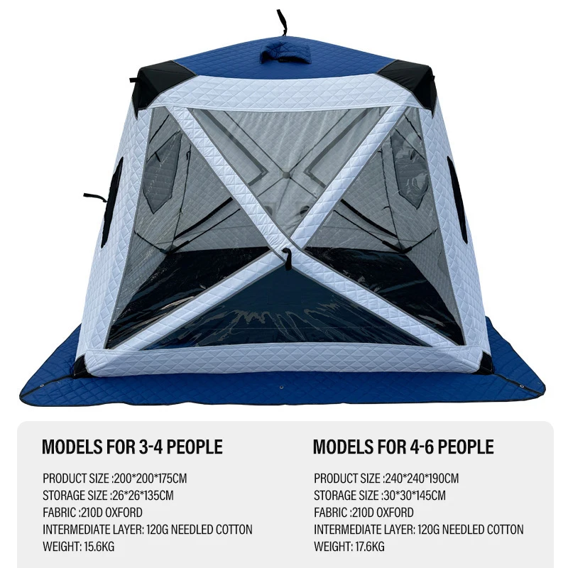Outdoor Winter Fishing Tent Camping 3-4 Person Windows Quick Opening Tent Windproof Waterproof Camping Gadgets
