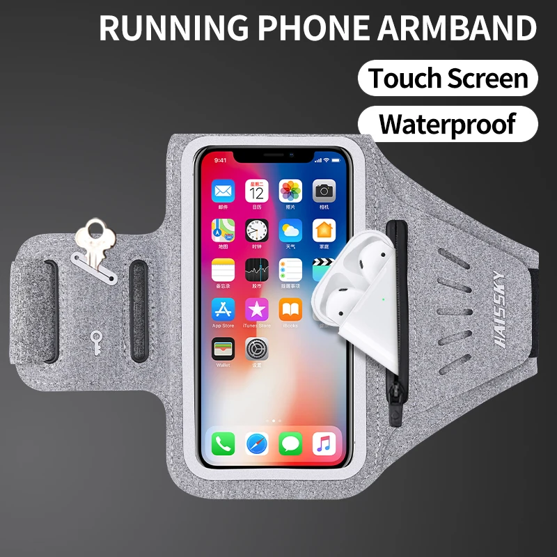 HAISSKY 6.9" Zipper Running Sports Armbands For iPhone 13 12 11 Pro Max