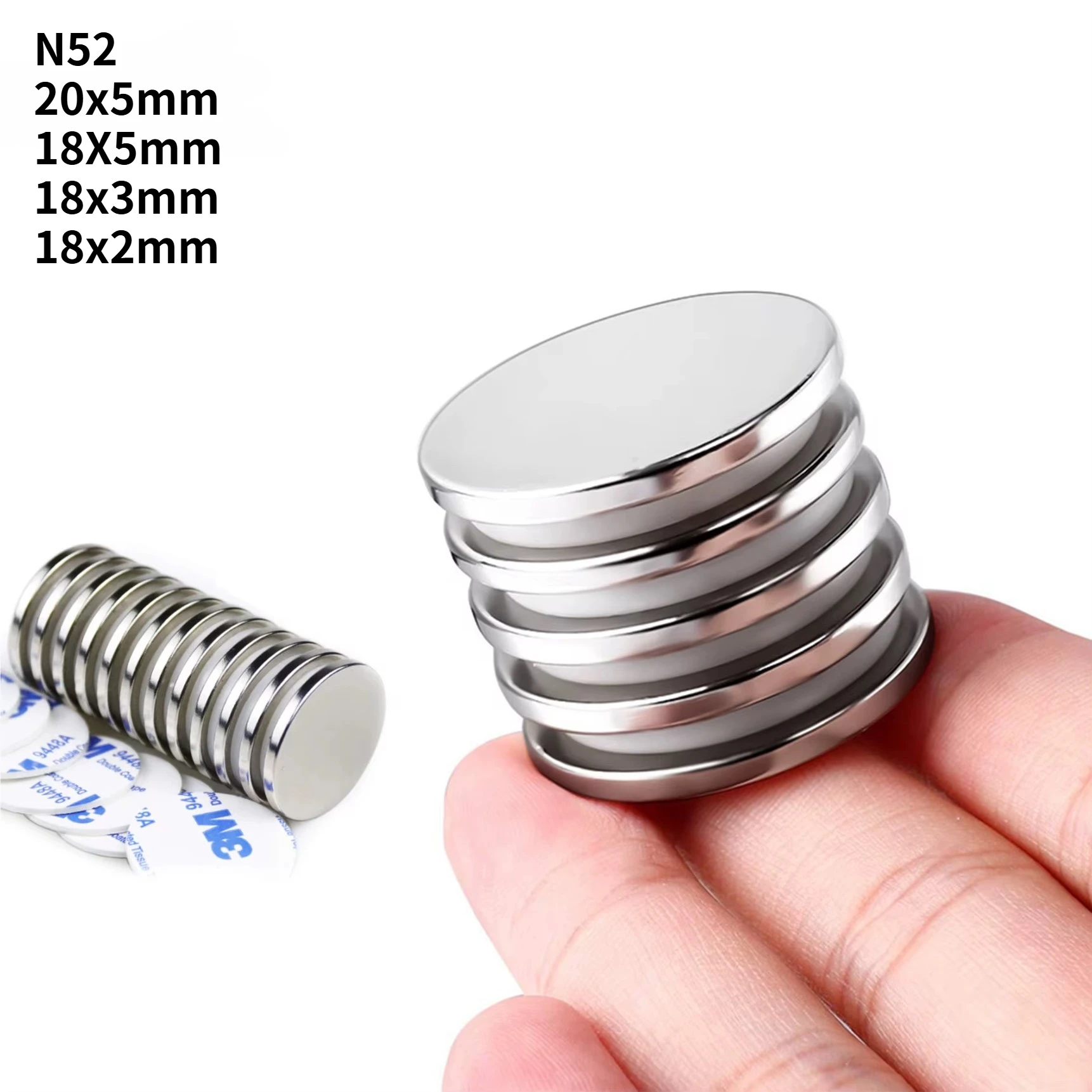 แม่เหล็กนีโอไดเมียม N52 20x5 18X5 18x3 18x2 แรงสูง สำหรับเครื่องกำเนิดไฟฟ้า จักรยานไฟฟ้า สติ๊กเกอร์ เทปกาวสองหน้า ปรับแต่งได้ มอเตอร์ไฟฟ้า วิทยาศาสตร์ 1