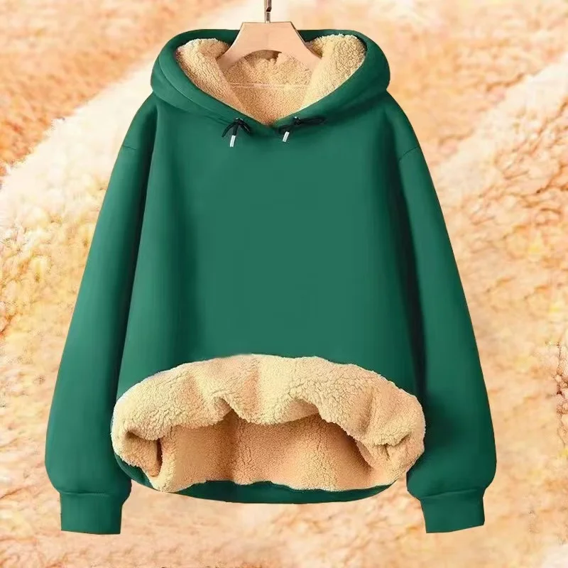 Autumn Winter Hooded Lamb Fleece Hoodie Solid Color Thick Fleece Men Women Warm Casual Versatile customized hoodies,men hoodie