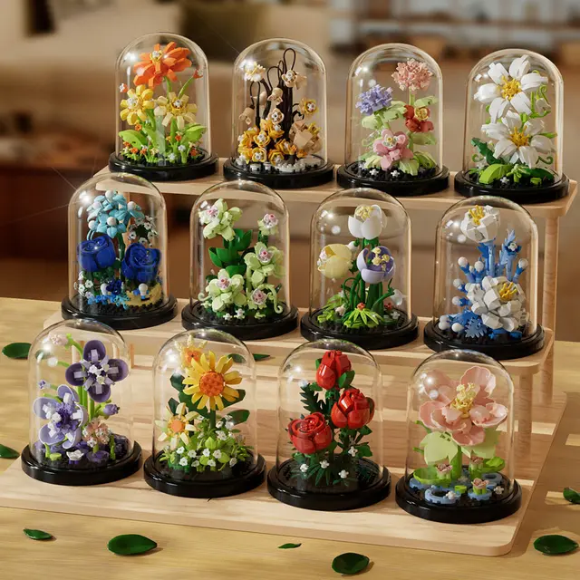Building block flower eternal rose small particle building block assembly toy Birthday Christmas gift desktop decoration 3