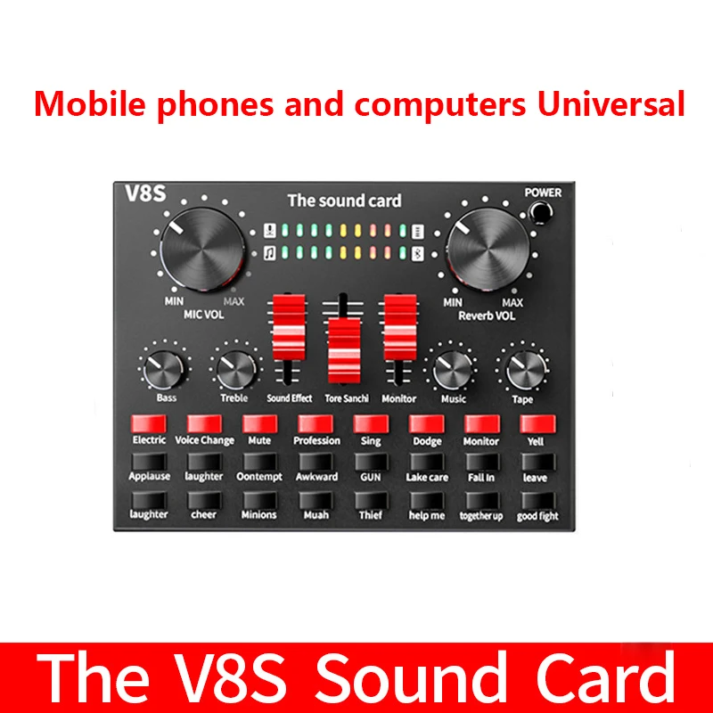범용 V8s 휴대폰 마이크, 웹캐스트 라이브 사운드 카드, 외부 USB 사운드 카드, 클리어