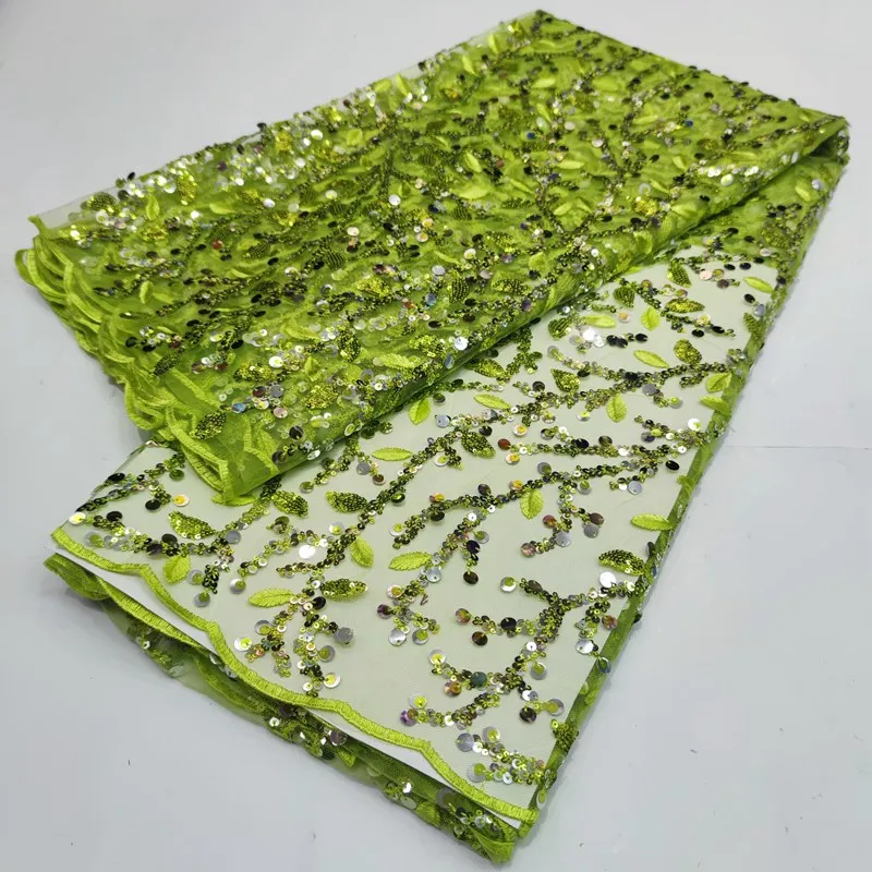 

Французское кружево, вышитая блестками, сетчатая Тюлевая ткань, 5 ярдов, африканская повседневная одежда, модная новинка TS1122