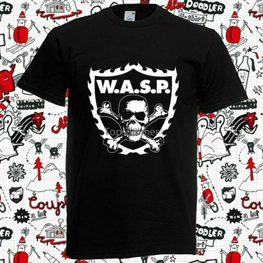 

New Wasp W.A.S.P. Crossbones Metal Rock Band Men Black T-Shirt S-5Xl