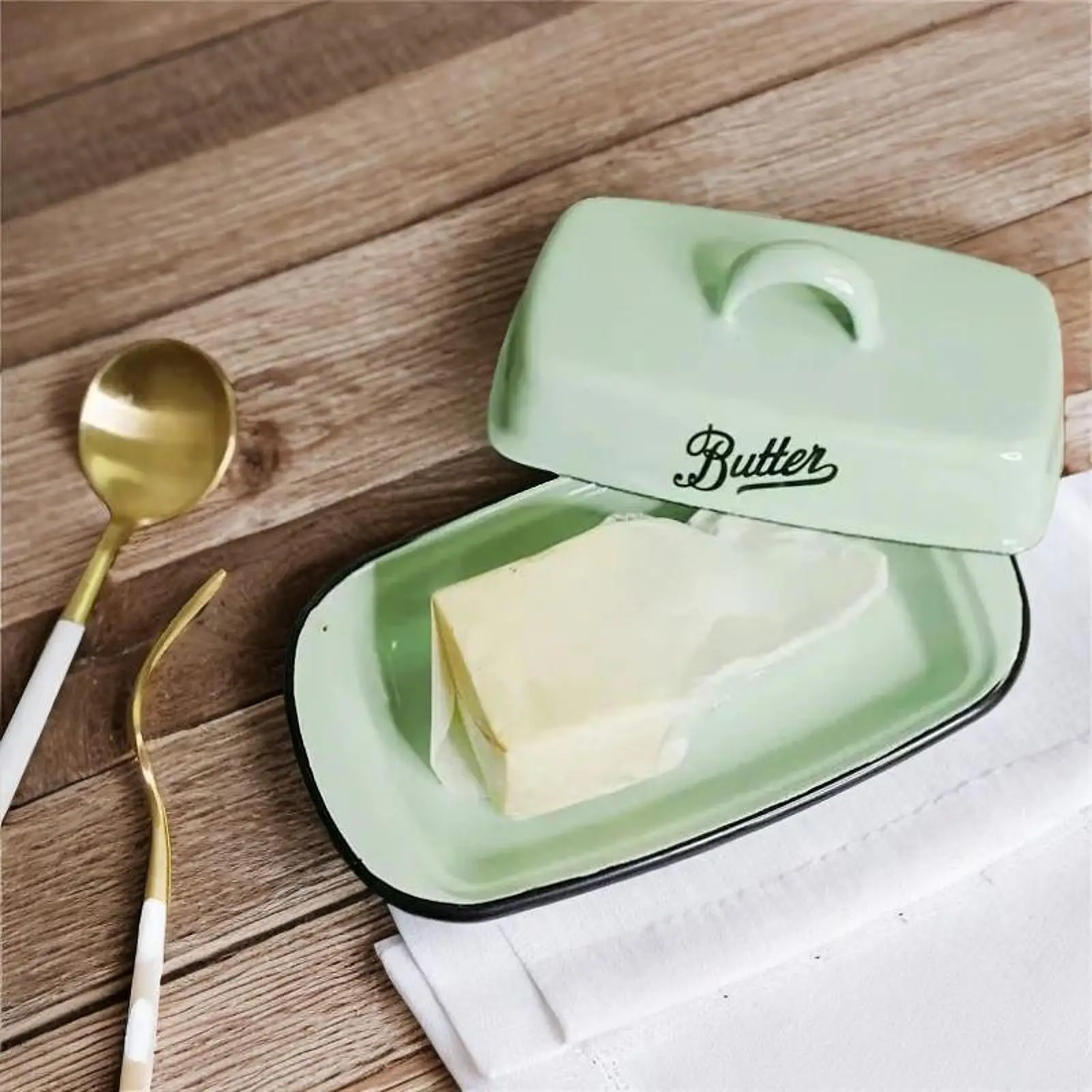 Ceramic Butter Dish with Lid Rectangular Sealable Cheese Storage Box Butter Container Organizer for Kitchen & Restaurant